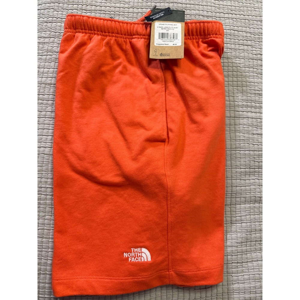 The North Face Mens Relaxed Simple Logo Fleece Shorts Retro Orange XXL NWTs